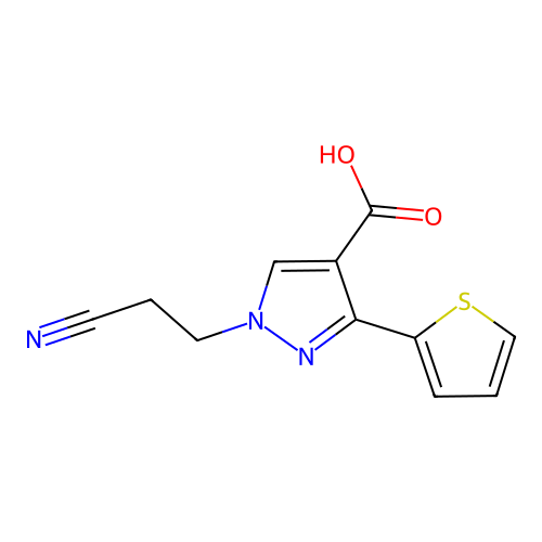 1-(2-Cyanoethyl)-3-thiophen-2-ylpyrazole-4-carboxylic acid structure