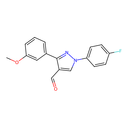 1-(4-fluorophenyl)-3-(3-methoxyphenyl)-1H-pyrazole-4-carbaldehyde structure