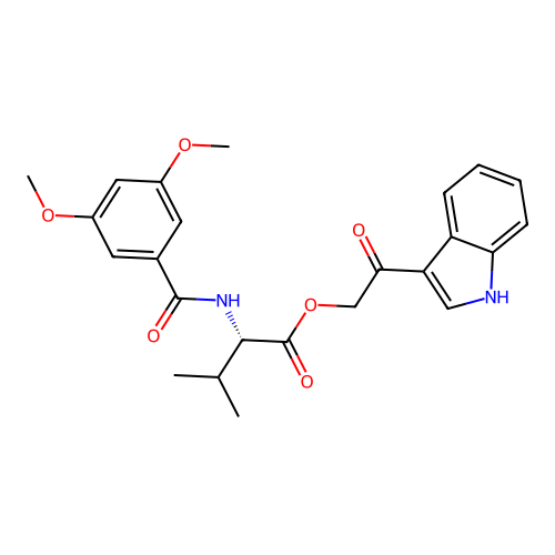 [2-(1H-indol-3-yl)-2-oxoethyl] (2S)-2-[(3,5-dimethoxybenzoyl)amino]-3-methylbutanoate structure