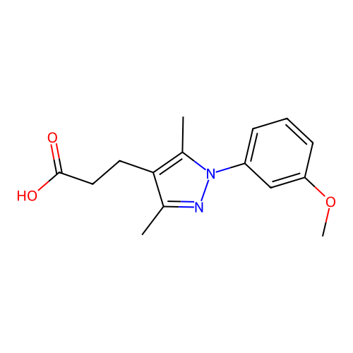 3-[1-(3-methoxyphenyl)-3,5-dimethyl-1H-pyrazol-4-yl]propanoic acid structure