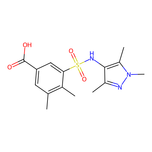 3,4-dimethyl-5-[(1,3,5-trimethylpyrazol-4-yl)sulfamoyl]benzoic Acid structure