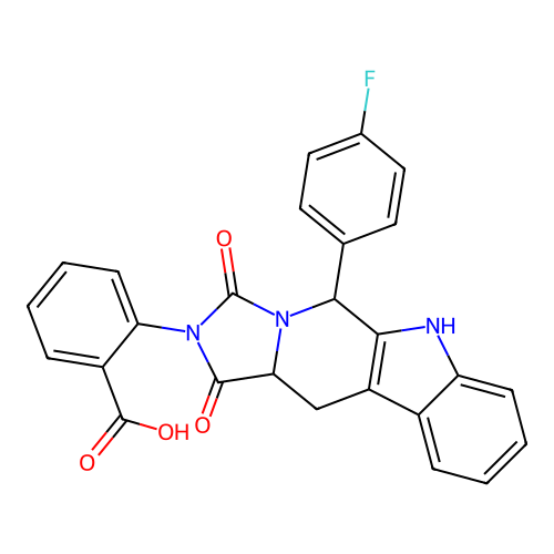 2-[(15S)-10-(4-fluorophenyl)-12,14-dioxo-8,11,13-triazatetracyclo[7.7.0.02,7.011,15]hexadeca-1(9),2,4,6-tetraen-13-yl]benzoic acid structure