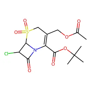 3-Acetoxymethyl-7-chloro-3-cephem-4-carboxylate-1,1-dioxide tert-butylester structure