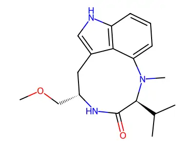 3H-Pyrrolo(4,3,2-gh)-1,4-benzodiazonin-3-one, 1,2,4,5,6,8-hexahydro-5-(methoxymethyl)-1-methyl-2-(1-methylethyl)-, (2S-(2R*,5R*))- structure