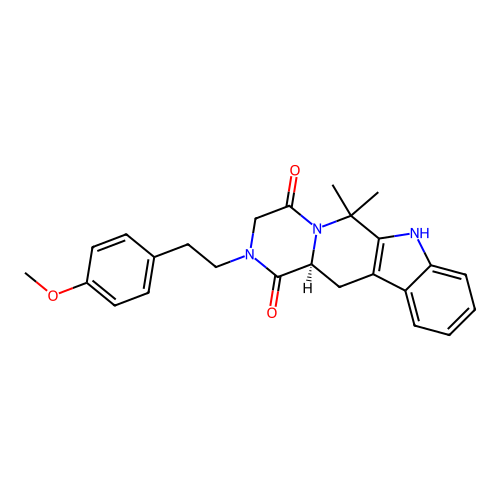 (12aS)-2-[2-(4-methoxyphenyl)ethyl]-6,6-dimethyl-2,3,6,7,12,12a-hexahydropyrazino[1',2':1,6]pyrido[3,4-b]indole-1,4-dione structure