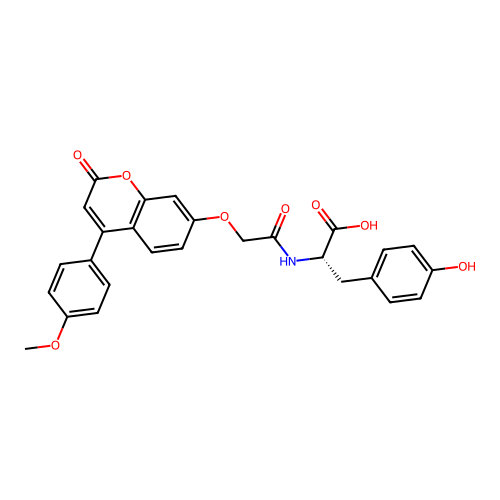 N-({[4-(4-methoxyphenyl)-2-oxo-2H-chromen-7-yl]oxy}acetyl)-L-tyrosine structure