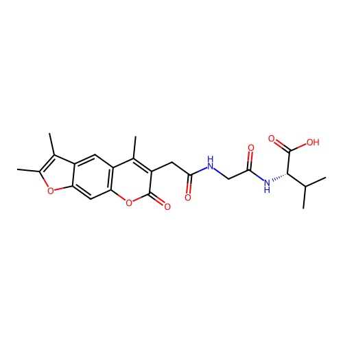 N-[(2,3,5-trimethyl-7-oxo-7H-furo[3,2-g]chromen-6-yl)acetyl]glycyl-L-valine structure