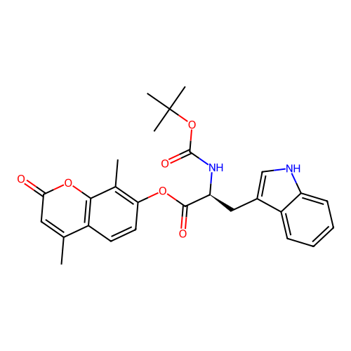 (S)-4,8-dimethyl-2-oxo-2H-chromen-7-yl 2-((tert-butoxycarbonyl)amino)-3-(1H-indol-3-yl)propanoate structure