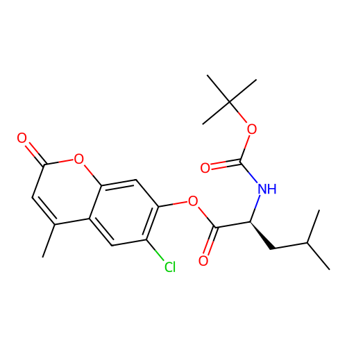 6-chloro-4-methyl-2-oxo-2H-chromen-7-yl N-(tert-butoxycarbonyl)-L-leucinate structure