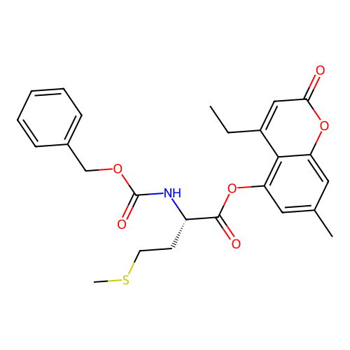 (S)-4-ethyl-7-methyl-2-oxo-2H-chromen-5-yl 2-(((benzyloxy)carbonyl)amino)-4-(methylthio)butanoate structure