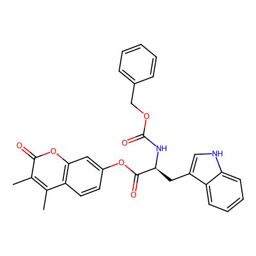 (S)-3,4-dimethyl-2-oxo-2H-chromen-7-yl 2-(((benzyloxy)carbonyl)amino)-3-(1H-indol-3-yl)propanoate structure