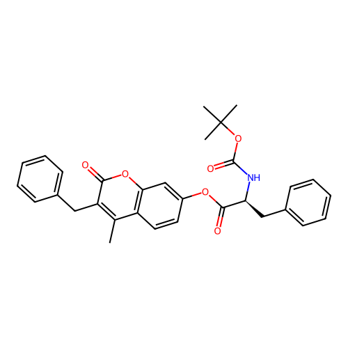 (S)-3-benzyl-4-methyl-2-oxo-2H-chromen-7-yl 2-((tert-butoxycarbonyl)amino)-3-phenylpropanoate structure