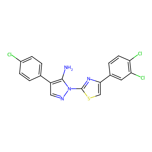 4-(4-Chlorophenyl)-2-[4-(3,4-dichlorophenyl)-1,3-thiazol-2-yl]pyrazol-3-amine structure