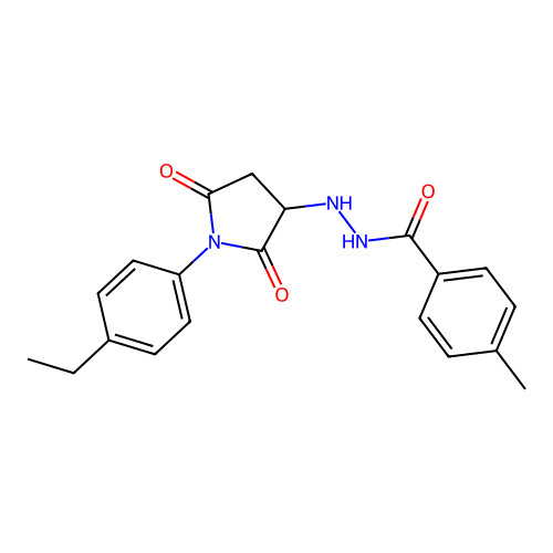 N'-[1-(4-ethylphenyl)-2,5-dioxopyrrolidin-3-yl]-4-methylbenzohydrazide structure
