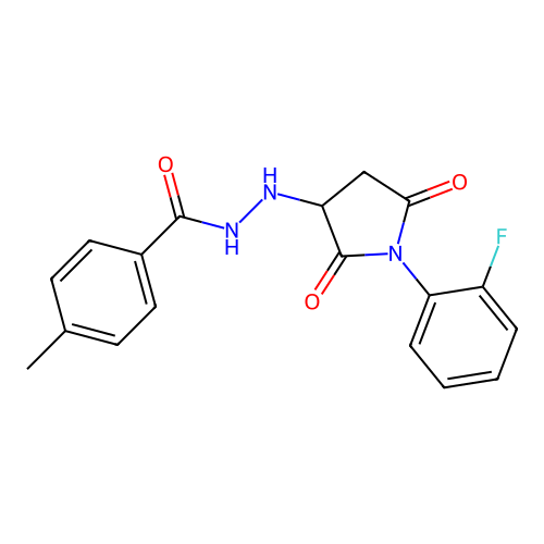 N'-[1-(2-fluorophenyl)-2,5-dioxopyrrolidin-3-yl]-4-methylbenzohydrazide structure
