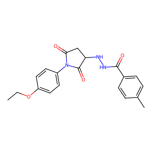 N'-[1-(4-ethoxyphenyl)-2,5-dioxopyrrolidin-3-yl]-4-methylbenzohydrazide structure