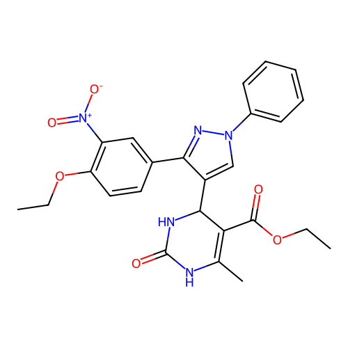 ethyl 4-(3-(4-ethoxy-3-nitrophenyl)-1-phenyl-1H-pyrazol-4-yl)-6-methyl-2-oxo-1,2,3,4-tetrahydropyrimidine-5-carboxylate structure