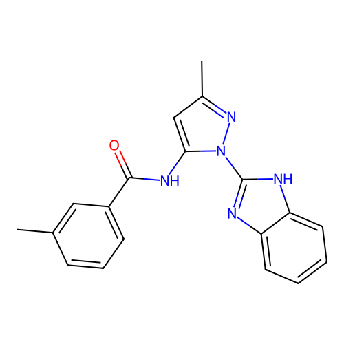 N-[1-(1H-benzimidazol-2-yl)-3-methyl-1H-pyrazol-5-yl]-3-methylbenzamide structure