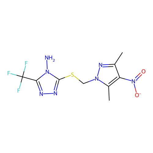 C9H10F3N7O2S structure