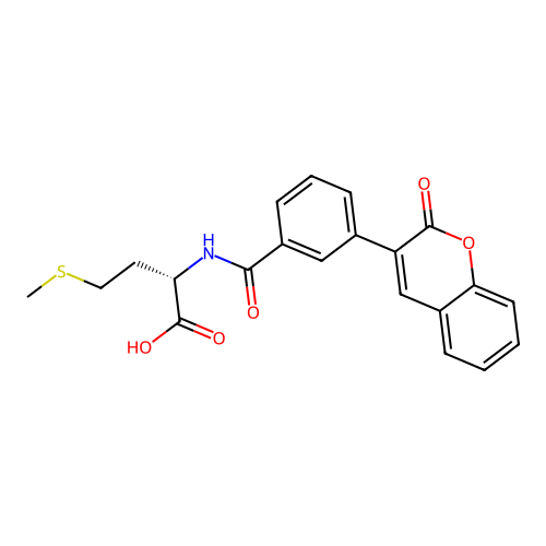 (S)-4-(methylthio)-2-(3-(2-oxo-2H-chromen-3-yl)benzamido)butanoic acid structure