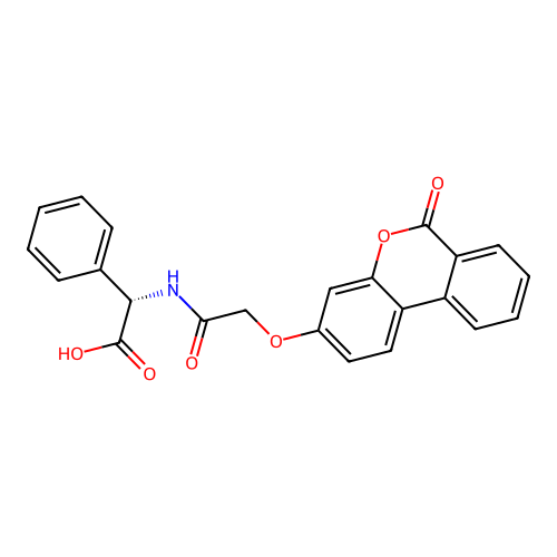 (S)-2-(2-((6-oxo-6H-benzo[c]chromen-3-yl)oxy)acetamido)-2-phenylacetic acid structure