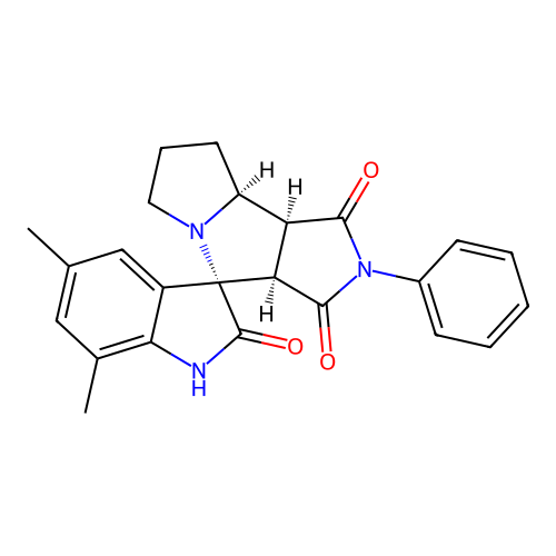 (3S,3'aR,8'aS,8'bS)-5,7-dimethyl-2'-phenylspiro[1H-indole-3,4'-3a,6,7,8,8a,8b-hexahydropyrrolo[3,4-a]pyrrolizine]-1',2,3'-trione structure