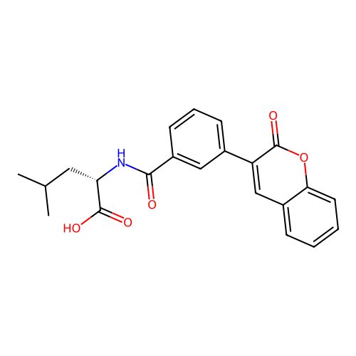 (S)-4-methyl-2-(3-(2-oxo-2H-chromen-3-yl)benzamido)pentanoic acid structure
