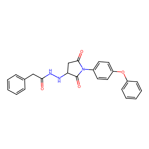 N'-[2,5-dioxo-1-(4-phenoxyphenyl)pyrrolidin-3-yl]-2-phenylacetohydrazide structure