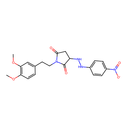 1-(3,4-Dimethoxyphenethyl)-3-(2-(4-nitrophenyl)hydrazinyl)pyrrolidine-2,5-dione structure