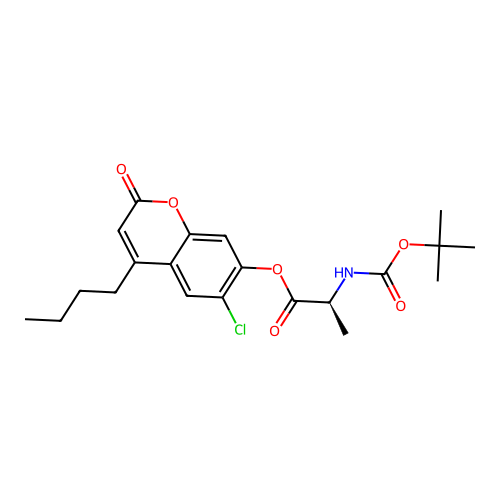 (S)-4-butyl-6-chloro-2-oxo-2H-chromen-7-yl 2-((tert-butoxycarbonyl)amino)propanoate structure