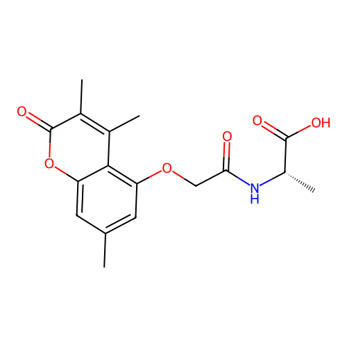 N-{[(3,4,7-trimethyl-2-oxo-2H-chromen-5-yl)oxy]acetyl}-L-alanine structure