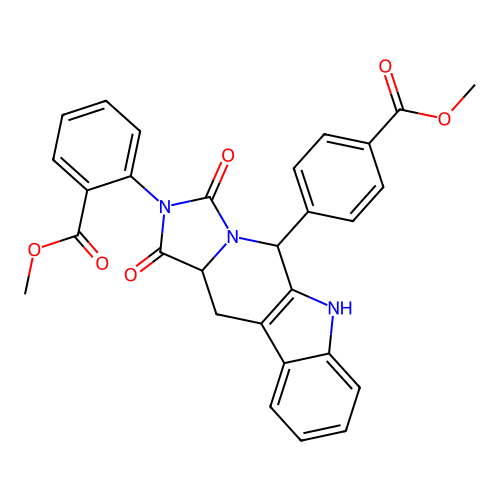 Methyl 2-((11aS)-5-(4-(methoxycarbonyl)phenyl)-1,3-dioxo-5,6,11,11a-tetrahydro-1H-imidazo[1',5':1,6]pyrido[3,4-b]indol-2(3H)-yl)benzoate structure