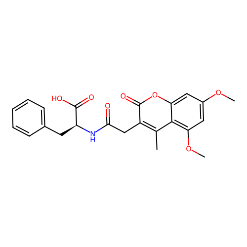 N-[(5,7-dimethoxy-4-methyl-2-oxo-2H-chromen-3-yl)acetyl]-L-phenylalanine structure