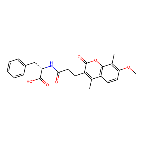 (S)-2-(3-(7-methoxy-4,8-dimethyl-2-oxo-2H-chromen-3-yl)propanamido)-3-phenylpropanoic acid structure