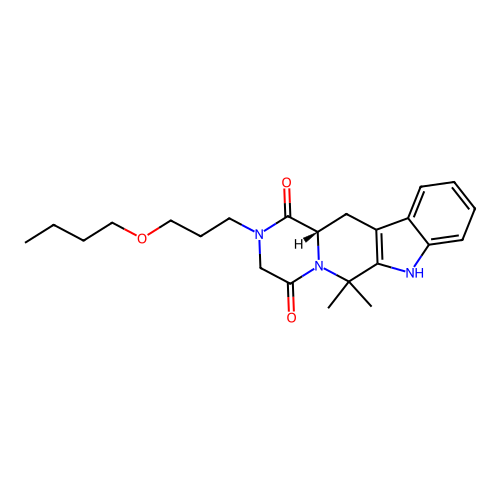 (12aS)-2-(3-butoxypropyl)-6,6-dimethyl-2,3,6,7,12,12a-hexahydropyrazino[1',2':1,6]pyrido[3,4-b]indole-1,4-dione structure