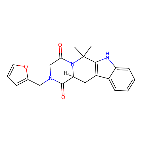 (12aS)-2-(furan-2-ylmethyl)-6,6-dimethyl-2,3,6,7,12,12a-hexahydropyrazino[1',2':1,6]pyrido[3,4-b]indole-1,4-dione structure