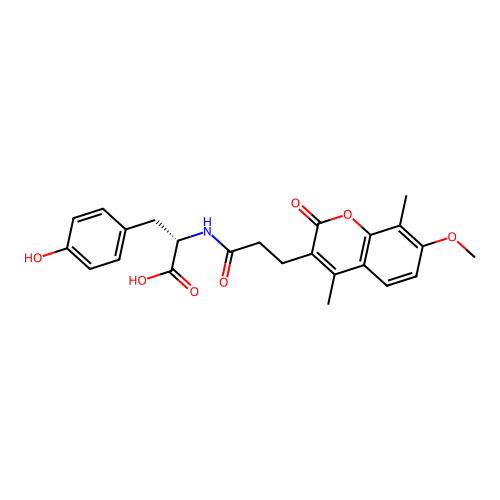 (S)-3-(4-hydroxyphenyl)-2-(3-(7-methoxy-4,8-dimethyl-2-oxo-2H-chromen-3-yl)propanamido)propanoic acid structure