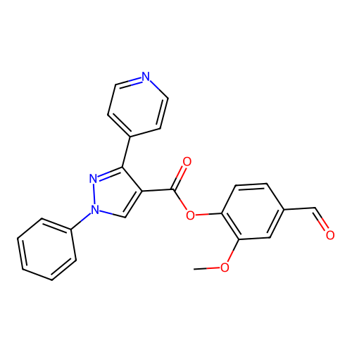 (4-Formyl-2-methoxyphenyl) 1-phenyl-3-pyridin-4-ylpyrazole-4-carboxylate structure