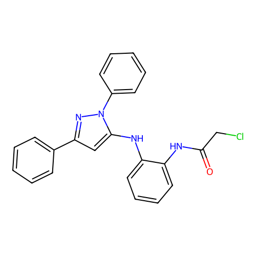 2-chloro-N-[2-[(2,5-diphenylpyrazol-3-yl)amino]phenyl]acetamide structure