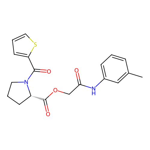 [2-(3-methylanilino)-2-oxoethyl] (2S)-1-(thiophene-2-carbonyl)pyrrolidine-2-carboxylate structure