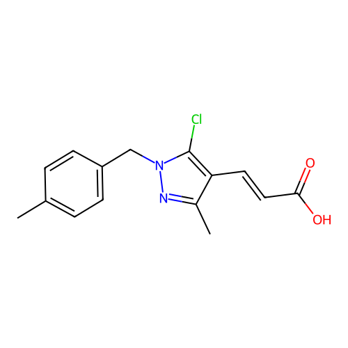3-[5-chloro-3-methyl-1-(4-methylbenzyl)-1H-pyrazol-4-yl]acrylic acid structure