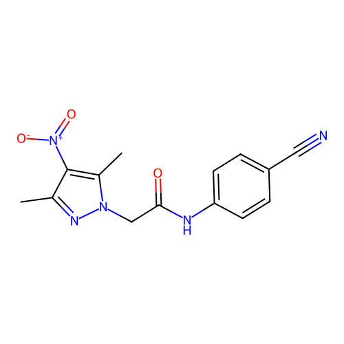 N-(4-cyanophenyl)-2-(3,5-dimethyl-4-nitro-1H-pyrazol-1-yl)acetamide structure