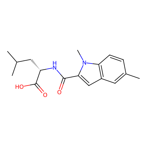 N-[(1,5-dimethyl-1H-indol-2-yl)carbonyl]-L-leucine structure