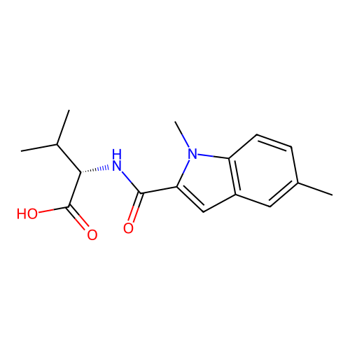 N-[(1,5-dimethyl-1H-indol-2-yl)carbonyl]-L-valine structure