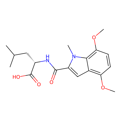 N-[(4,7-dimethoxy-1-methyl-1H-indol-2-yl)carbonyl]-L-leucine structure