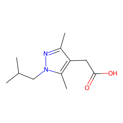 2-[3,5-dimethyl-1-(2-methylpropyl)-1H-pyrazol-4-yl]acetic acid structure