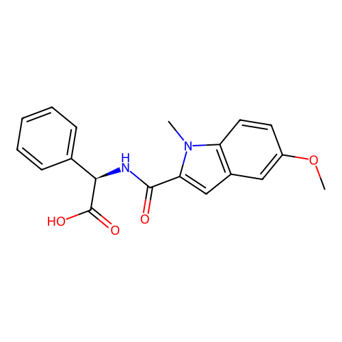 (2R)-[(5-Methoxy-1-methyl-1H-indole-2-carbonyl)amino](phenyl)acetic acid structure