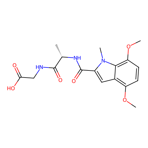 N-[(4,7-dimethoxy-1-methyl-1H-indol-2-yl)carbonyl]-L-alanylglycine structure
