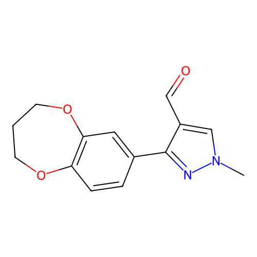 3-(3,4-dihydro-2H-1,5-benzodioxepin-7-yl)-1-methyl-1H-pyrazole-4-carbaldehyde structure