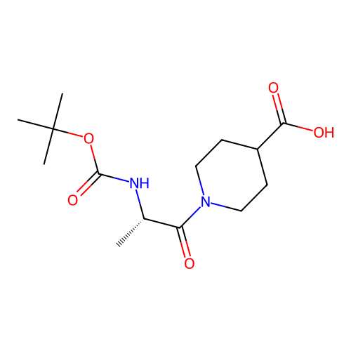 (S)-1-(2-((tert-butoxycarbonyl)amino)propanoyl)piperidine-4-carboxylic acid structure